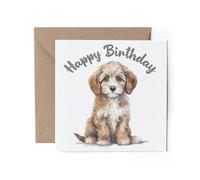 1 x Greeting Card - Happy Birthday Cavapoo Poodle Spaniel Dog Dogs Puppy Watercolour Art Gift #70911