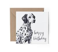 1 x Greeting Card - Happy Birthday Dalmatian Dog Dogs Puppy Watercolour Art Gift #70914