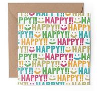 1 x Greeting Card - Happy Birthday Fun Smiley Face Colourful - Blank Birthday Celebration Anniversary #170167