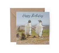 1 x Greeting Card - Happy Birthday Gentoo Penguins Chicks Couple Pair Gift #71069