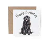 1 x Greeting Card - Happy Birthday Newfoundland Dog Dogs Puppy Watercolour Art Gift #70922