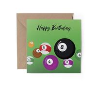 1 x Greeting Card - Happy Birthday Pool Snooker Fan Sports Dad Brother Boyfriend Son Gift #71115