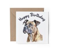 1 x Greeting Card - Happy Birthday Staffordshire Bull Terrier Staffy Pit Bull Dog Dogs Puppy Watercolour Art Gift #70930