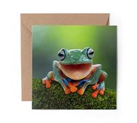 1 x Greeting Card Happy Funny Frog Jungle - Blank Birthday Celebration Anniversary #14589