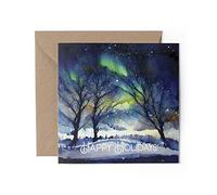 1 x Greeting Card - Happy Holidays Watercolour Aurora Christmas Xmas Winter Festive Gift #0003