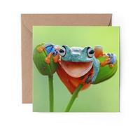 1 x Greeting Card Happy Tree Frog Wild Amazon Peru - Blank Birthday Celebration Anniversary #45295