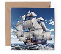 1 x Greeting Card - HMS Victory Computer Art Sailing Ship - Blank Birthday Celebration Anniversary #52965