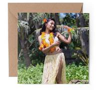 1 x Greeting Card - Hula Hawaii Dancer Tropical Paradise - Blank Birthday Celebration Anniversary #52976