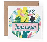 1 x Greeting Card - Indonesia Toucan Flamingo Cactus - Blank Birthday Celebration Anniversary #60319