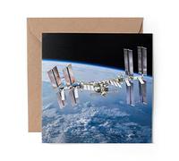 1 x Greeting Card International Space Station Earth - Blank Birthday Celebration Anniversary #21720