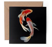 1 x Greeting Card - Koi Fish Goldfish Carp Red White - Blank Birthday Celebration Anniversary #63178