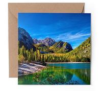 1 x Greeting Card - Lake Braies Dolomites Italy Mountains - Blank Birthday Celebration Anniversary #50370