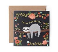 1 x Greeting Card Lazy Sloth Follow Your Dreams - Blank Birthday Celebration Anniversary #13267