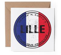 1 x Greeting Card - Lille France Flag Circle - Blank Birthday Celebration Anniversary #59424