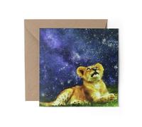 1 x Greeting Card - Lion Cub Stars Space Magical Birthday Well Done Thank You Kids Gift #70833