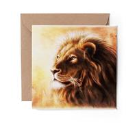 1 x Greeting Card Majestic Lion Big Cat - Blank Birthday Celebration Anniversary #8800