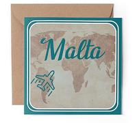 1 x Greeting Card - Malta World Travel Airplane - Blank Birthday Celebration Anniversary #60383