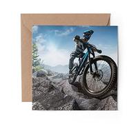 1 x Greeting Card Mountain Bike Biker Bicycle - Blank Birthday Celebration Anniversary #2752