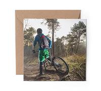 1 x Greeting Card Mountain Bike BMX Trail Racing - Blank Birthday Celebration Anniversary #8657