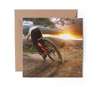 1 x Greeting Card Mountain Biking Bike Trail Sunset - Blank Birthday Celebration Anniversary #16150