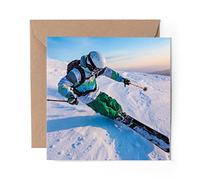 1 x Greeting Card Mountain Skiing Ski Piste - Blank Birthday Celebration Anniversary #45800