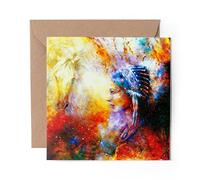 1 x Greeting Card Native American Navajo Woman - Blank Birthday Celebration Anniversary #21930