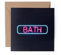 1 x Greeting Card - Neon Sign Design Bath City England - Blank Birthday Celebration Anniversary #350231