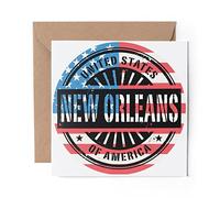 1 x Greeting Card New Orleans USA Flag Travel Stamp - Blank Birthday Celebration Anniversary #6067
