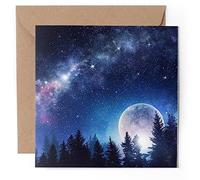 1 x Greeting Card - Night Sky Moon Stars Forest - Blank Birthday Celebration Anniversary #51567