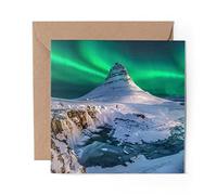 1 x Greeting Card Northern Lights Mount Kirkjufell in Iceland - Blank Birthday Celebration Anniversary #45888