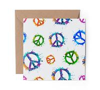 1 x Greeting Card Paint Splat Peace Symbol Hippy Art - Blank Birthday Celebration Anniversary #16253