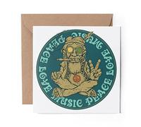 1 x Greeting Card Peace Love Music Hippy Smoker - Blank Birthday Celebration Anniversary #8059