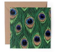 1 x Greeting Card - Peacock Feather Design Bird Pattern - Blank Birthday Celebration Anniversary #53134