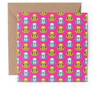 1 x Greeting Card - Pink Budgie Bird Parrot Pattern - Blank Birthday Celebration Anniversary #53145