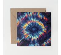1 x Greeting Card - Pretty Dark Tie Dye Hippy Blue Space Art Birthday Gift #0090