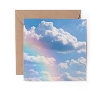 1 x Greeting Card Pretty Rainbow Clouds Sky - Blank Birthday Celebration Anniversary #8998