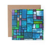 1 x Greeting Card Pretty Stained Glass Window - Blank Birthday Celebration Anniversary #2175