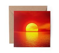 1 x Greeting Card Red Sky Sun Sunset Sunrise - Blank Birthday Celebration Anniversary #13077