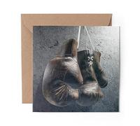 1 x Greeting Card Retro Artistic Boxing Gloves Boxer - Blank Birthday Celebration Anniversary #14529