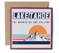 1 x Greeting Card - Retro Lake Tahoe Skiing Mountains Ski - Blank Birthday Celebration Anniversary #59045