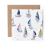 1 x Greeting Card Sail Boats Ship Yacht Sailing Theme - Blank Birthday Celebration Anniversary #12321