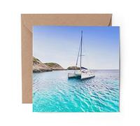 1 x Greeting Card Sailing Boat Catamaran Corsica Island - Blank Birthday Celebration Anniversary #24131
