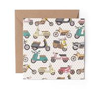 1 x Greeting Card Scooter Moped Vintage Art - Blank Birthday Celebration Anniversary #13025