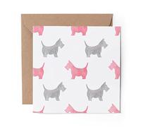 1 x Greeting Card Scottie Dog Pattern Puppy Scottish Terrier - Blank Birthday Celebration Anniversary #46285