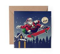 1 x Greeting Card Skateboarding Santa - Blank Birthday Celebration Anniversary #3961