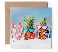 1 x Greeting Card - Ski Snowboard Holiday Snow Pineapple - Blank Birthday Celebration Anniversary #52049