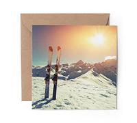 1 x Greeting Card Skiies Mountain Skier Skiing Ski Snow - Blank Birthday Celebration Anniversary #8112