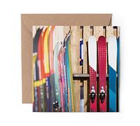 1 x Greeting Card Skis Skiing Ski Snow Sports - Blank Birthday Celebration Anniversary #2589