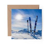1 x Greeting Card Snowy Mountain Ski Skiing - Blank Birthday Celebration Anniversary #2151