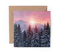 1 x Greeting Card Snowy Mountain Ski Skiing - Blank Birthday Celebration Anniversary #8546